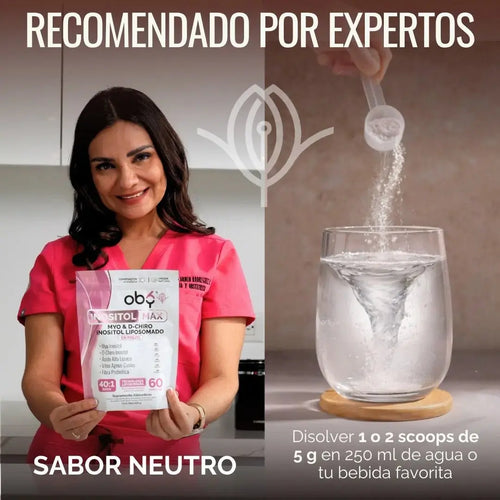 Inositol Max LIPOSOMAL - Myo y D-Chiro Inositol Ratio 40:1 + Vitex Agnus Castus + Acido Alfa Lipoico + Prebioticos | Polvo oby.mx
