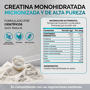 Creatina Monohidratada Micronizada Pura Polvo 500g oby.mx