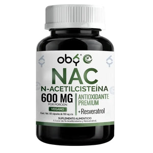 Nac 600mg + Trans Resveratrol 98% | N-acetyl Cysteine Aminoacido | Formula con Antioxidantes | 60 Capsulas oby.mx