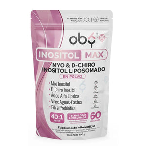 Oby Inositol Max LIPOSOMAL - Myo y D-Chiro Inositol Ratio 40:1 + Vitex Agnus Castus + Acido Alfa Lipoico + Prebioticos | Polvo oby.mx
