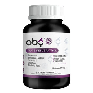 Resveratrol Puro con Semilla de Uva Roja 120 cápsulas oby.mx