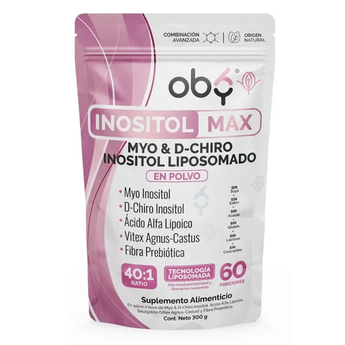 Inositol Max LIPOSOMAL - Myo y D-Chiro Inositol Ratio 40:1 + Vitex Agnus Castus + Acido Alfa Lipoico + Prebioticos | Polvo oby.mx