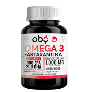 Aceite de Krill Ultra Puro con Astaxantina | Omega 3 EPA y DHA + Fosfolipidos | Sin Sabor y Sin Olor | 60 Softgels oby.mx