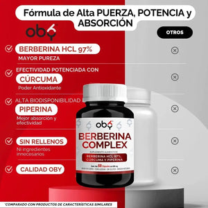 OBY Berberina Pura con Cúrcuma y Pimienta Negra | 60 cápsulas $̶6̶4̶9̶.̶0̶0̶ oby.mx