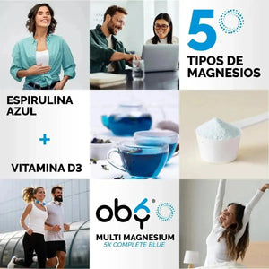 Oby Multi Magnesio Blue | 5 Magnesios + Espirulina azul + D3 | Polvo Sabor Mora azul $̶7̶4̶9̶.̶0̶0̶ oby.mx