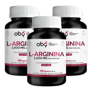 Pack de 3 frascos: OBY L-Arginina de Alta Pureza | 120 Cápsulas Fast Bundle