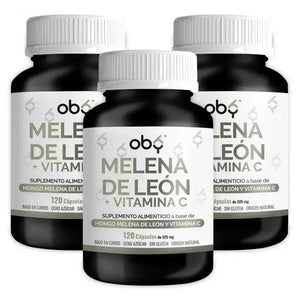 Pack de 3 frascos: OBY Melena de Leon con Vitamina C | 120 Cápsulas Fast Bundle