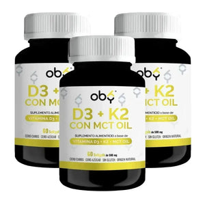 Pack de 3 frascos: OBY Vitamina D3 + K2 con MCT Oil | Softgels Fast Bundle