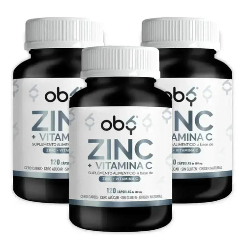 Pack de 3 frascos: OBY Zinc Puro + Vitamina C | 120 cápsulas Fast Bundle