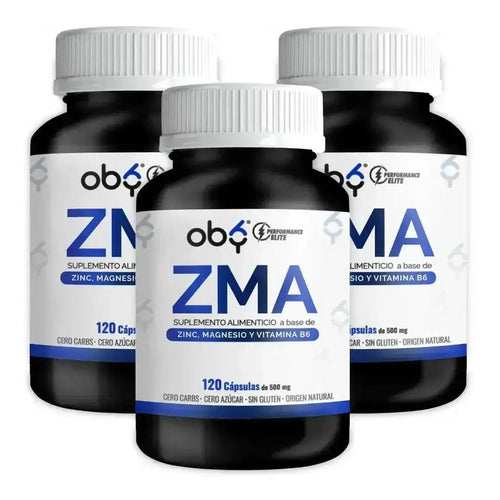 Pack de 3 frascos: OBY ZMA Zinc, Citrato de Magnesio y Vitamina B6 Fast Bundle