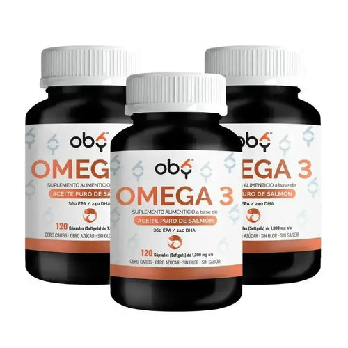 Pack de 3 frascos: OBY Omega 3: Aceite Puro de Salmón Salvaje Fast Bundle