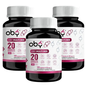 OBY MULTI HER Multivitaminico MUJER, 20 Vitaminas, Minerales y Nutrientes. 120 CAPS oby.mx
