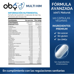 Multivitamínico Hombre 21 ingredientes 120 cápsulas oby.mx