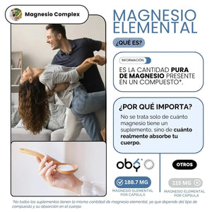Oby 5 Magnesio Complex 180 capsulas 760mg oby.mx