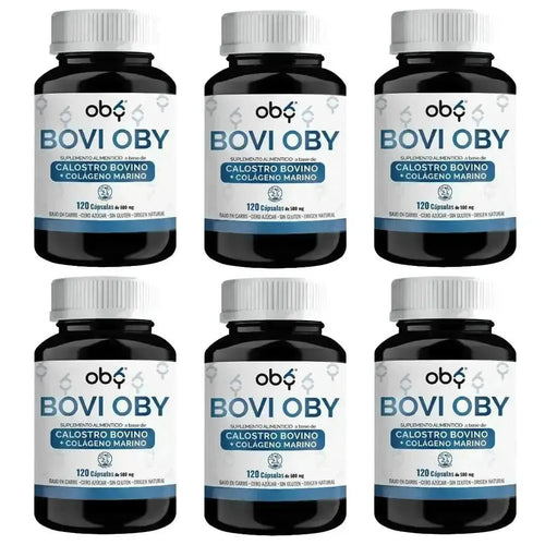 Pack de 6 frascos: OBY Calostro Bovino | Suplemento Alimenticio con Colágeno Marino Fast Bundle