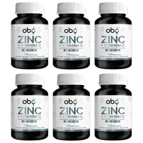 Pack de 6 frascos: OBY Zinc Puro + Vitamina C | 120 cápsulas Fast Bundle