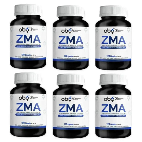 Pack de 6 frascos: OBY ZMA Zinc, Citrato de Magnesio y Vitamina B6 Fast Bundle