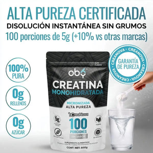Creatina Monohidratada Micronizada Pura Polvo 500g oby.mx