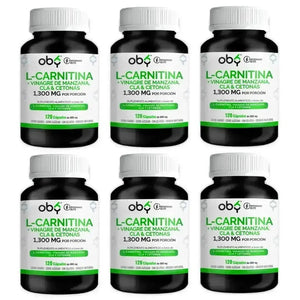 Pack de 6 frascos: OBY L Carnitina con Vinagre de manzana, CLA y cetonas Fast Bundle