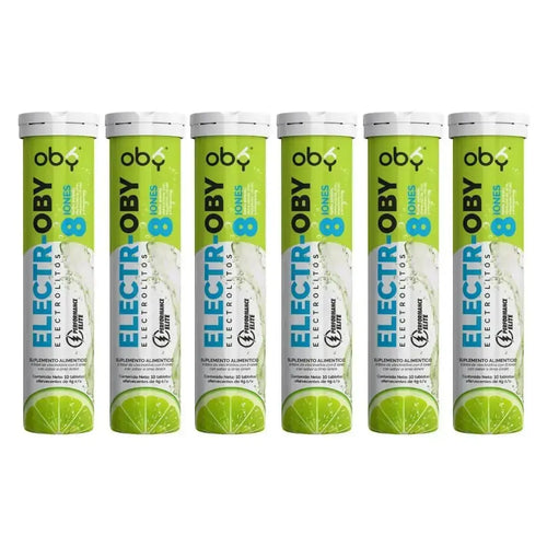 Oby Electrolitos 8 iones | 10 Tabletas efervescentes Sabor Lima Limón | Electroby oby.mx