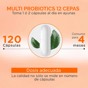Oby MULTI Probioticos Avanzados 120 Billones 12 Cepas, Prebioticos y Fibra | 120 Cápsulas oby.mx