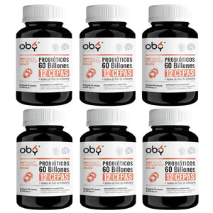 Oby MULTI Probioticos 60 Billones 12 Cepas Diferentes + Prebioticos inulina raiz achicoria + Fibra oby.mx