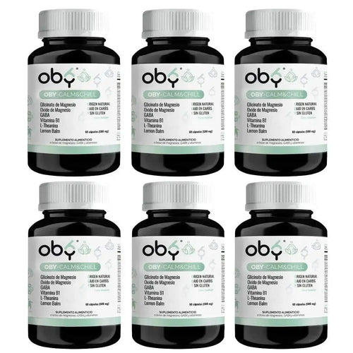 OBY CALM Magnesios - Glicinato de Magnesio, GABA, L-Teanina, Lemon Balm, Vitamina B1 oby.mx