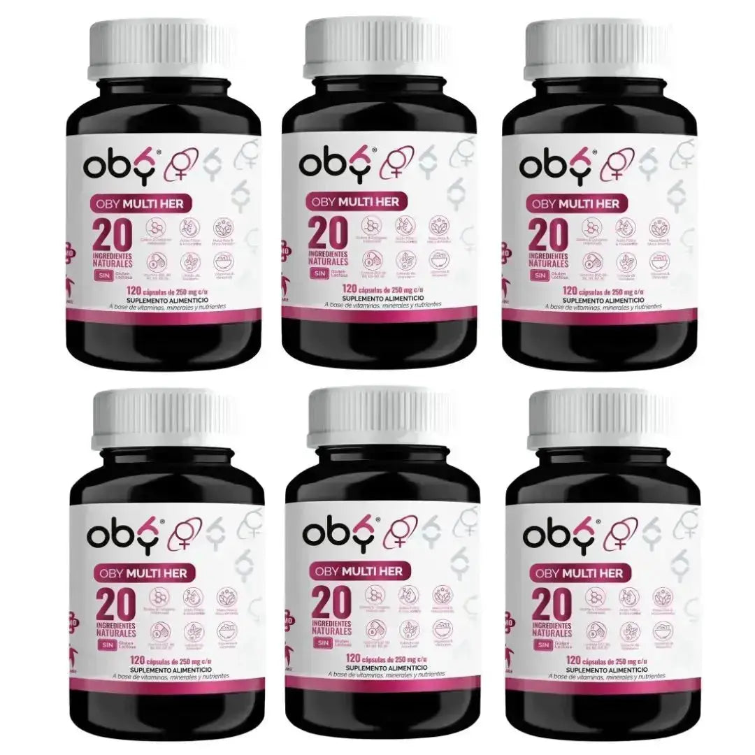 OBY MULTI HER Multivitaminico MUJER, 20 Vitaminas, Minerales y Nutrientes. 120 CAPS oby.mx