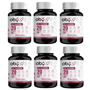 OBY MULTI HER Multivitaminico MUJER, 20 Vitaminas, Minerales y Nutrientes. 120 CAPS oby.mx