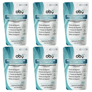 Oby Multi Magnesio Polvo 5X Complete 600 gr | 5 tipos de Magnesios + Vitamina D3 | Citrato y Glicinato oby.mx