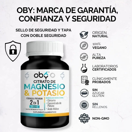*Citrato de Magnesio + Citrato de Potasio (180 cápsulas) oby.mx