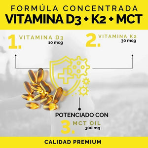 OBY Vitamina D3 + K2 con MCT Oil | 120 Cápsulas (Softgels) oby.mx