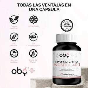 Oby Myo y D-Chiro Inositol Ratio 40:1 | 120 cápsulas oby.mx