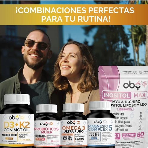 Vitamina D3 + K2 con MCT Oil | 120 Cápsulas (Softgels) oby.mx