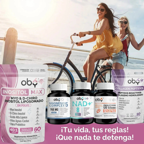 Oby Inositol Max LIPOSOMAL - Myo y D-Chiro Inositol Ratio 40:1 + Vitex Agnus Castus + Acido Alfa Lipoico + Prebioticos | Polvo oby.mx
