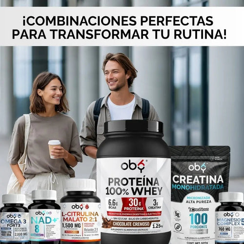 Proteina Whey con Creatina, Enzimas Probióticos y Electrolitos, Sabor Chocolate 1.25 kg oby.mx