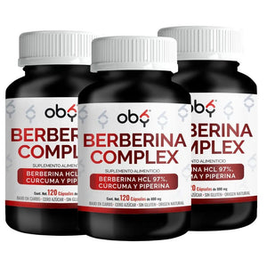 Pack de 3 frascos: OBY Berberina Pura con Cúrcuma y Piperina | 120 caps Fast Bundle