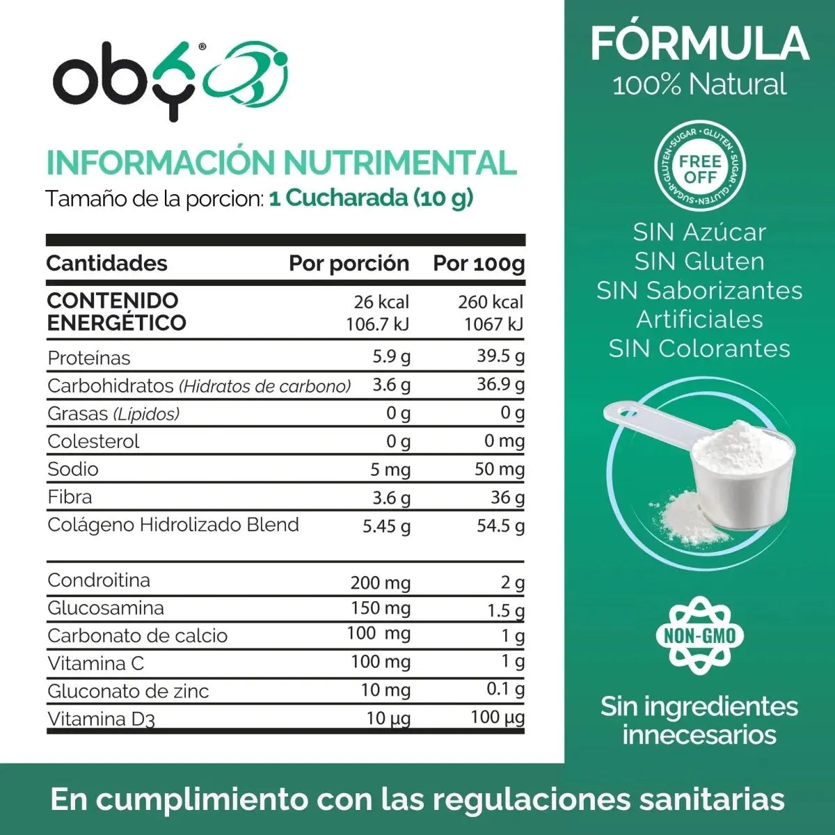 Colágeno Hidrolizado I, II, III y Marino 50 porciones oby.mx