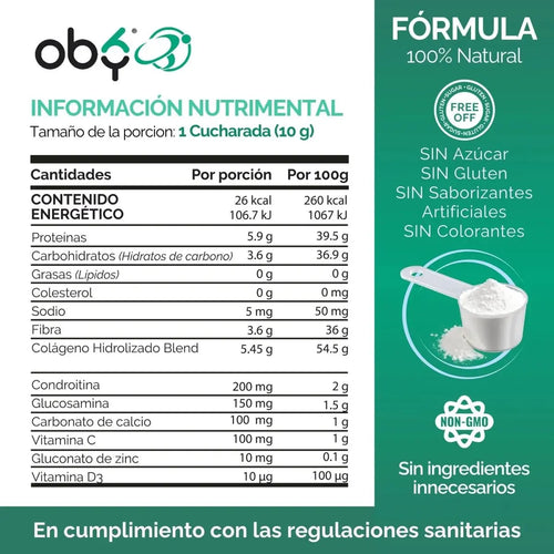 Colágeno Hidrolizado I, II, III y Marino 50 porciones oby.mx