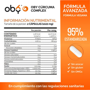 Cúrcuma Orgánica con Aceite de Coco 120 cápsulas oby.mx