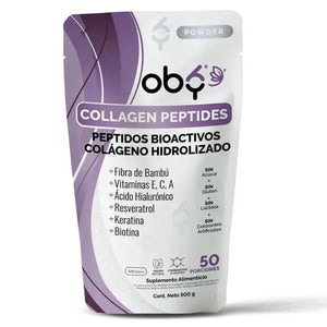 OBY Colageno Hidrolizado Puro Polvo Sin sabor 500 gr | con Acido Hialuronico, Vitaminas, Biotina, Keratina, Resveratrol y Fibra Bambu $̶7̶4̶9̶.̶0̶0̶ oby.mx