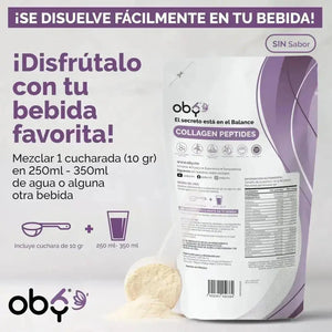OBY Colageno Hidrolizado Puro Polvo Sin sabor 500 gr | con Acido Hialuronico, Vitaminas, Biotina, Keratina, Resveratrol y Fibra Bambu $̶7̶4̶9̶.̶0̶0̶ oby.mx