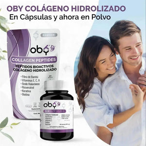 OBY Colageno Hidrolizado Puro Polvo Sin sabor 500 gr | con Acido Hialuronico, Vitaminas, Biotina, Keratina, Resveratrol y Fibra Bambu $̶7̶4̶9̶.̶0̶0̶ oby.mx