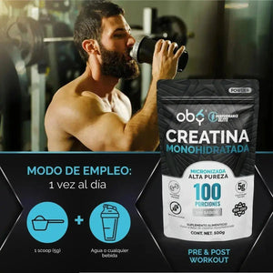 Oby Creatina Monohidratada Micronizada Pura Polvo 500g oby.mx