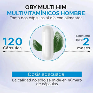 2x1 Solo por 24 Hrs. ¬°OFERTA FLASH! | OBY MULTI HIM Multivitaminico HOMBRE, 21 Vitaminas, Aminoacidos, Minerales y Nutrientes. 120 caps por cada frasco oby.mx