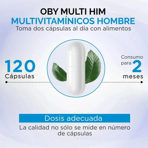 2x1 Solo por 24 Hrs. ¬°OFERTA FLASH! | OBY MULTI HIM Multivitaminico HOMBRE, 21 Vitaminas, Aminoacidos, Minerales y Nutrientes. 120 caps por cada frasco oby.mx