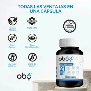 2x1 Solo por 24 Hrs. ¬°OFERTA FLASH! | OBY MULTI HIM Multivitaminico HOMBRE, 21 Vitaminas, Aminoacidos, Minerales y Nutrientes. 120 caps por cada frasco oby.mx