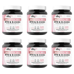Pack de 6 botes: Oby Inositol Ultra con Myo y D-Chiro Inositol Ratio 40:1 300gr Fast Bundle