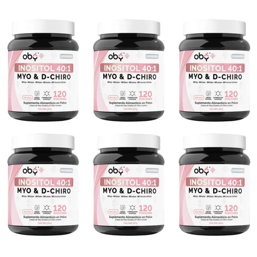 Pack de 6 botes: Oby Inositol Ultra con Myo y D-Chiro Inositol Ratio 40:1 300gr Fast Bundle
