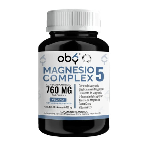 Oby 5 Magnesio Complex 60 capsulas 760mg oby.mx